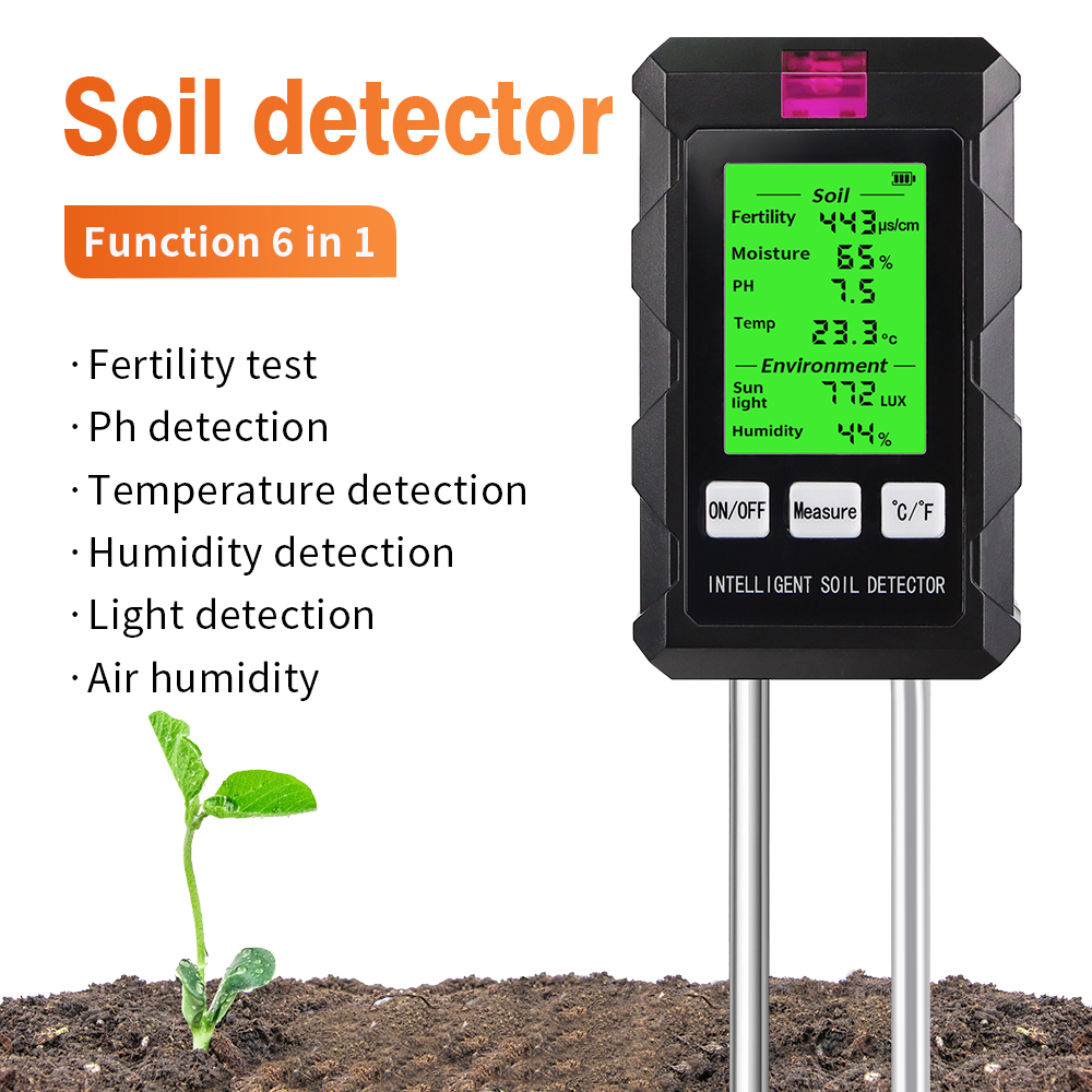 Ph Meter Digital Water Tester - 6 في 1 جهاز اختبار التربة