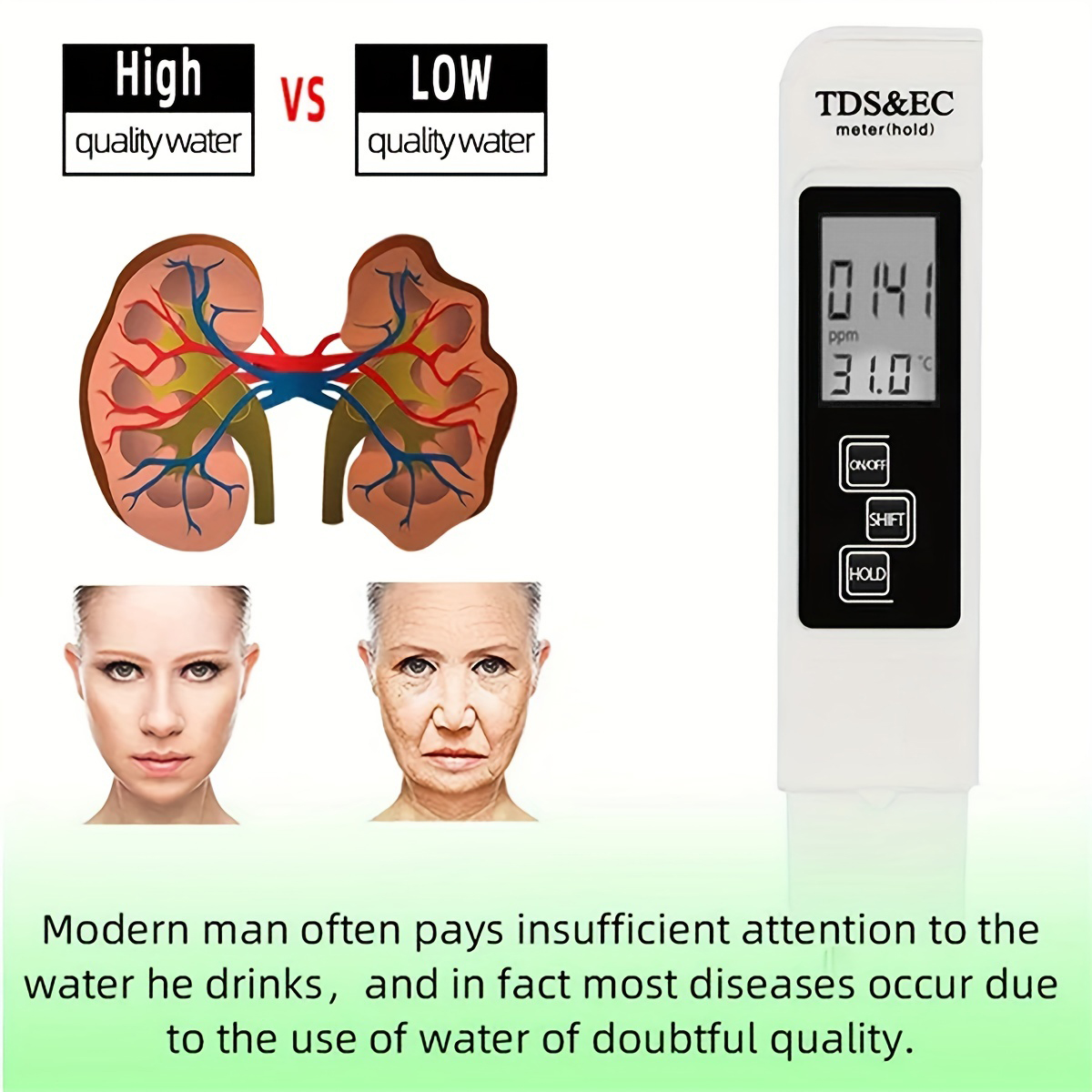 3in1 قلم كشف جودة المياه المنز - مراجعة Ph Meter Digital Water Tester وسعره